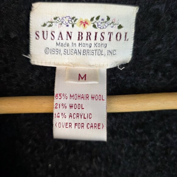 Boucle Mohair Wool Cardigan Size Medium 1981 Single Loop Button Susan Bristol - Picture 3 of 12